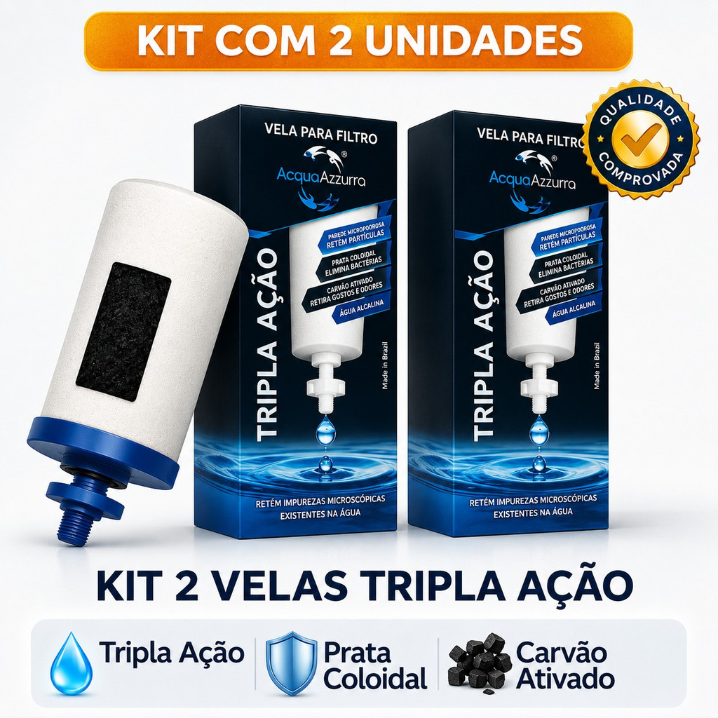 Vela Filtro Barro Tripla Ação Alcalina PREMIUM Eleva PH
