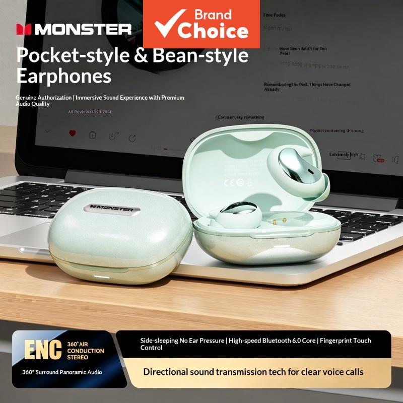 Fones de ouvido Monster A05, intra-auriculares de silicone, sem fio Bluetooth, confortáveis para dormir, cancelamento de