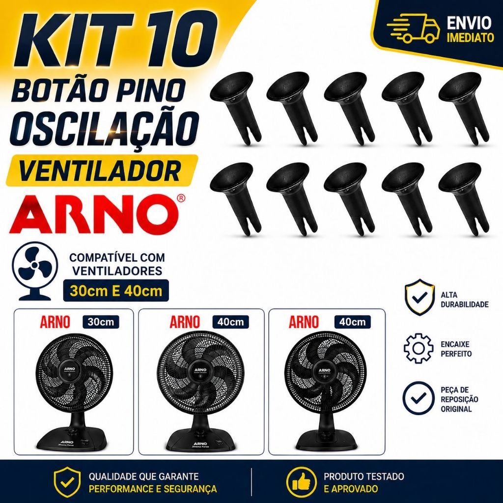 Kit Botão Pino Oscilação Ventilador Arno Compatível 30 e 40cm