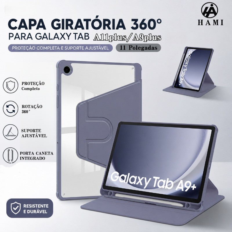 HAMI Capa Giratório 360° para Samsung Galaxy Tab A11 Plus / A9 Plus 11" com Supo
