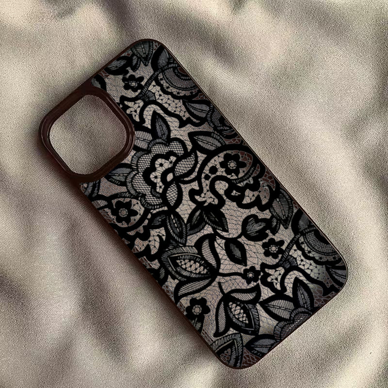 Capa De Telefone Floral De Renda Preta Para Samsung Galaxy A56 A55 A54 A53 A52 A36 A35 A34 5G A06 A05s A16 A15 A26
