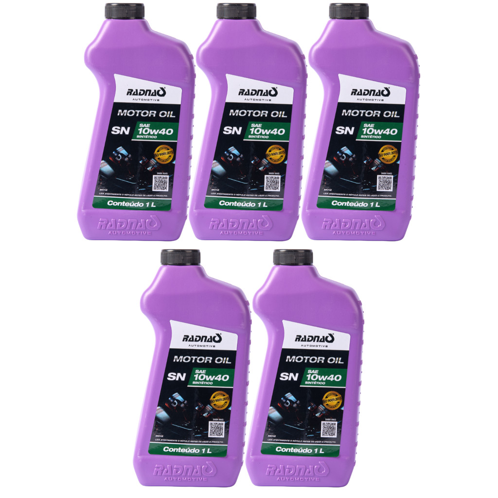Kit 5L Óleo De Motor 10W40 API SN Sintético Radnaq 1 Litro