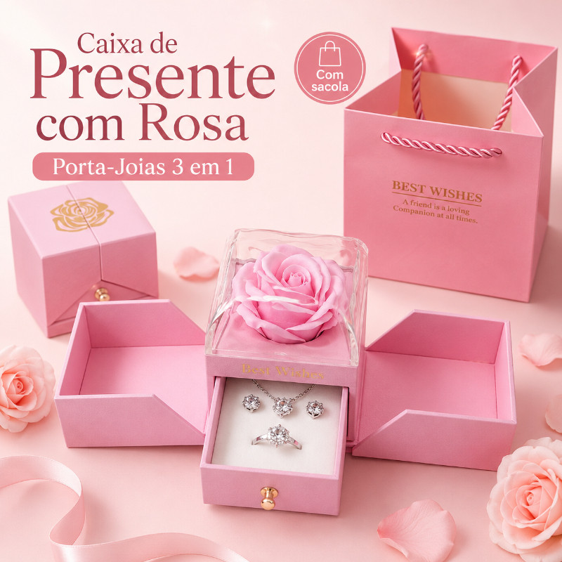 Jóias Caixa De Presente eterna Rosa Flor Gaveta, Caixa Para Brincos Anel Colar, Jóias De Casamento Embalagem