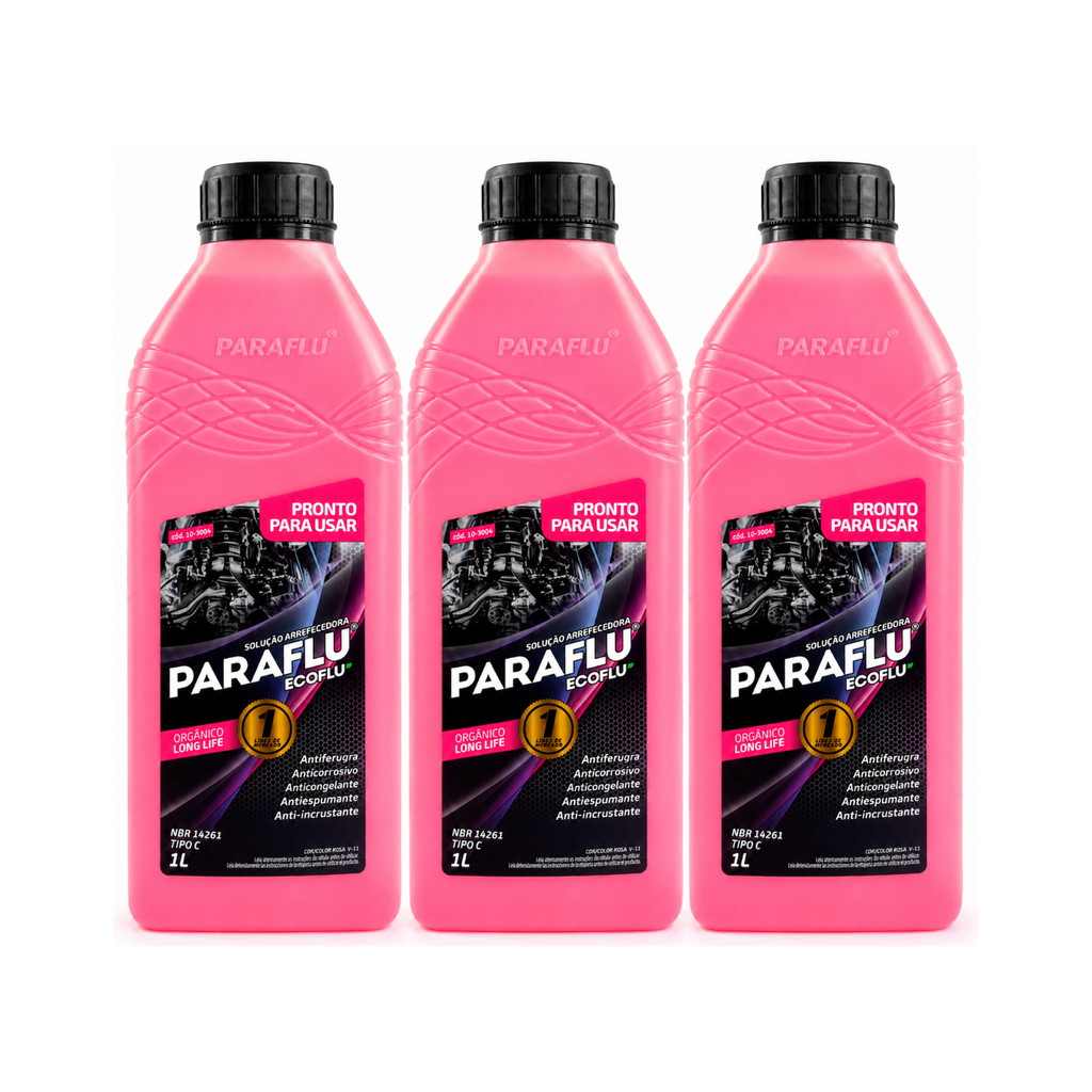 Kit 3 Aditivo Radiador Paraflu Orgânico Rosa Long Life Pronto para uso 10-3004