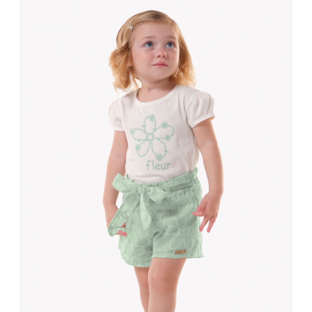 Conjunto Infantil Blusa Com Shorts Trick Nick Bege