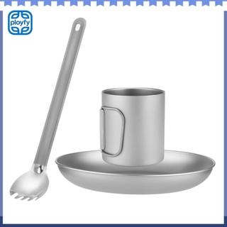 Ployfy Conjunto de utensílios de acampamento GOTOTOP Caneca e prato portátil ultraleve com garfo para jantar ao ar