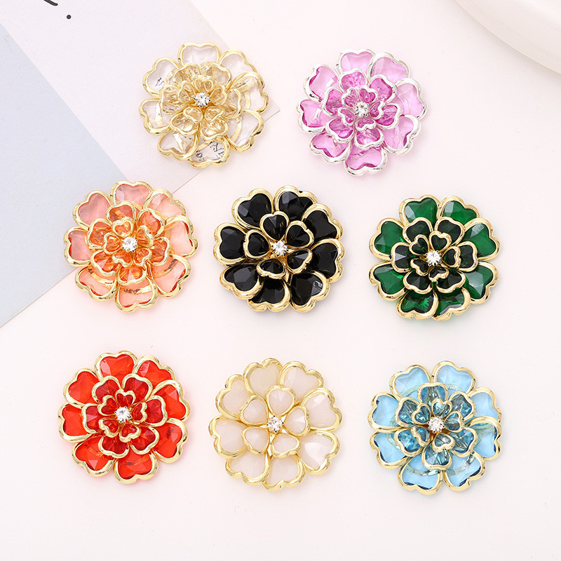 Novo estilo acrílico camélia acessórios artesanais strass materiais Premium acessórios de roupas diy jóias de