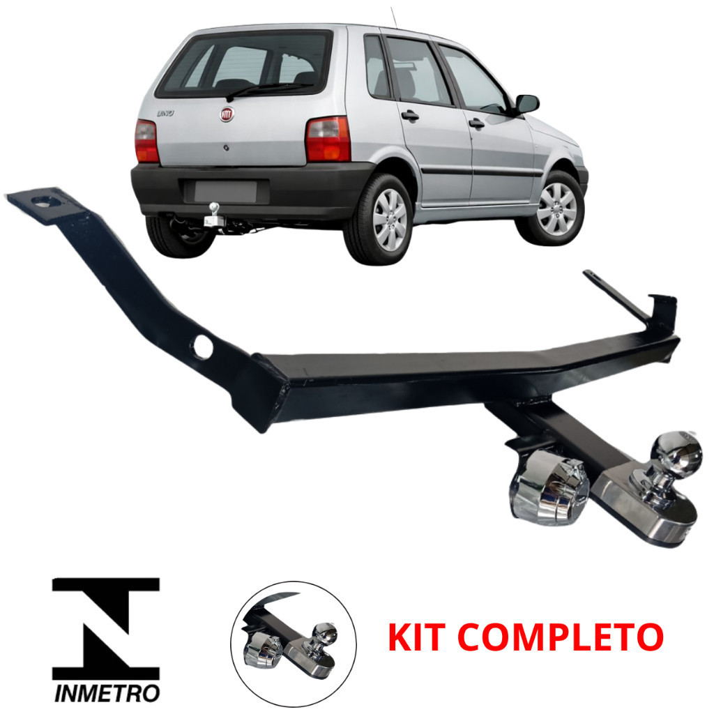 Engate Reboque Fixo Fiat Uno Quadrado De 2004 a 2015 Capacidade 500kg Inmetro Kit Completo Resistente