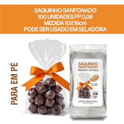Saquinho para pipoca gourmet 10x19cm com 100 unidade