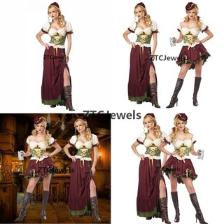 Feminino Alemão Munique Oktoberfest Dirndl Traje Doce Fresco Topo Saia Irregular Carnaval Festa Palco Cosplay Desempenho