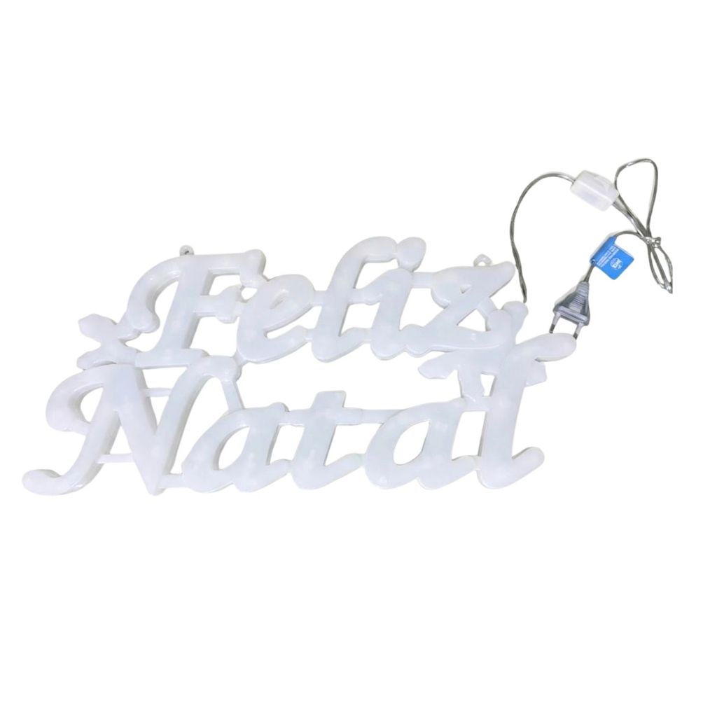 Letreiro Feliz Natal 30 LEDs Com Tomada Decoração Iluminada
