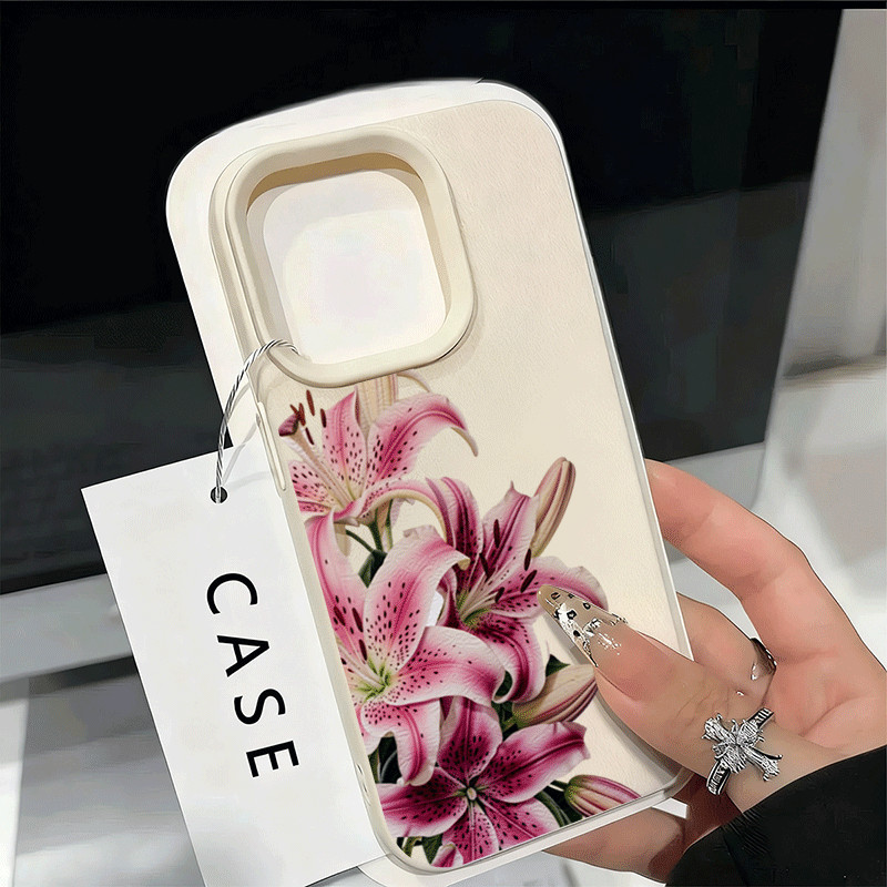 Elegante Padrão De Flor De Lírio Caso Para Samsung Galaxy S26 Ultra S25 FE S24 Plus S23 S22 A16 A26 A36 A56 A55 5G Capa