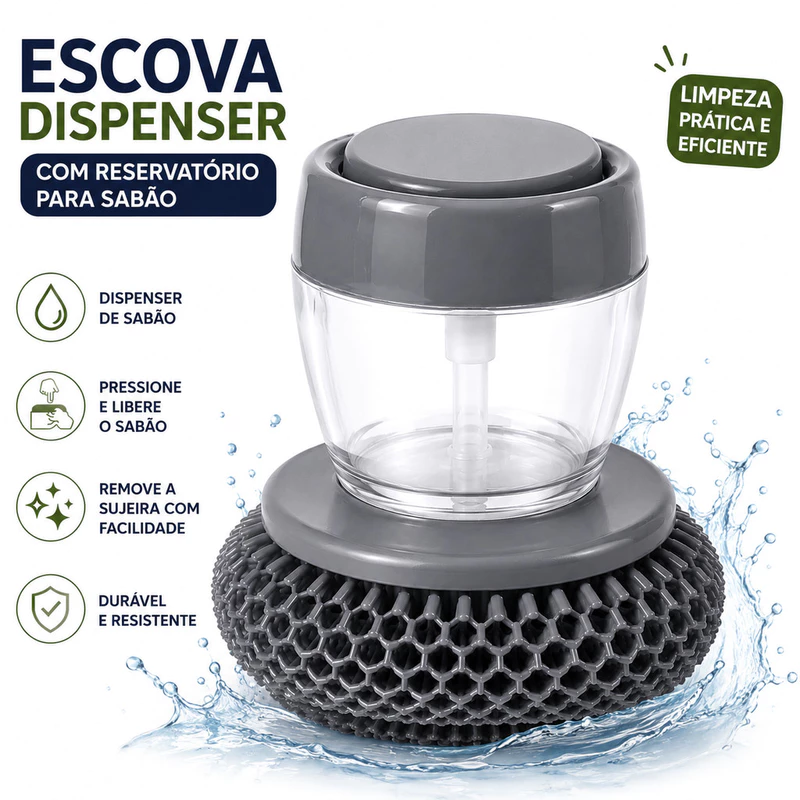 Escova 2 em 1: Limpeza Prática! 🧼