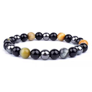 T tigre olho pulseira Cross-Border venda quente ágata preta pedra biliar corda elástica Retro masculino frisado pulseira