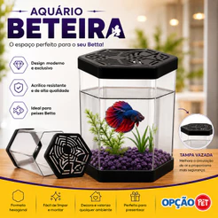 Aquário Beteira Para Peixe Betta Preto