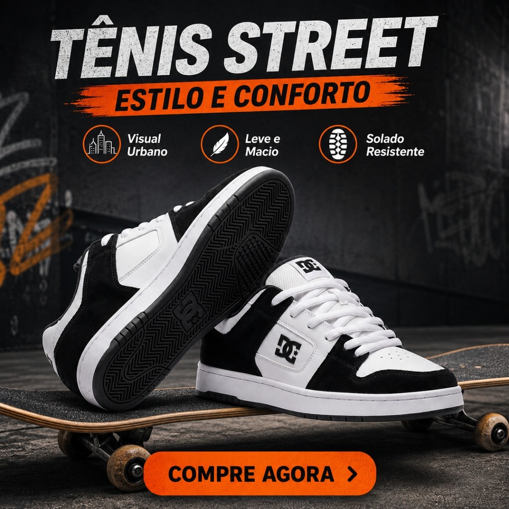 Tênis Masculino Street Style Urbano Moderno Confortável para Passeio Trabalho e Faculdade