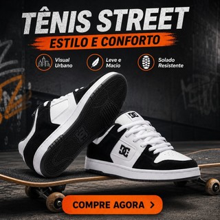 Tênis Masculino Street Style Urbano Moderno Confortável para Passeio Trabalho e Faculdade