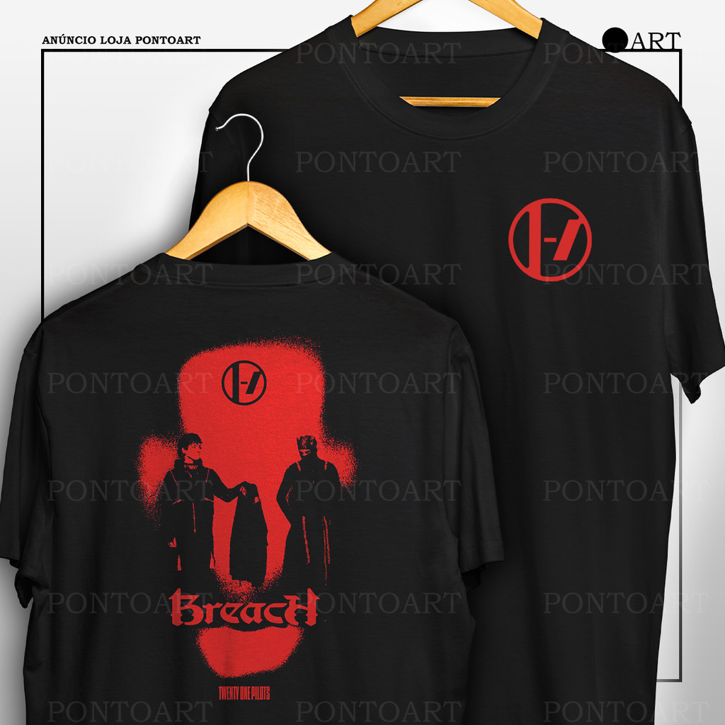 Camiseta Twenty One Pilots Breach Camisa Frente E Verso 100% Algodão