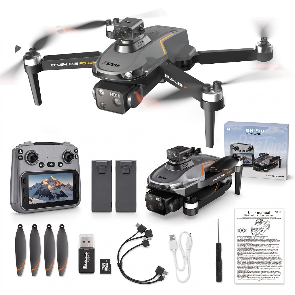 Drone ES105 MAX GPS Motores Brushless 3 Câmeras HD Desvio Obstáculos Controle com Tela Dobrável