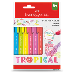 Caneta hidrográfica Fine Pen Colors Tropical FPB/ES6ZF/357705 com 6 unidades Faber-Castell