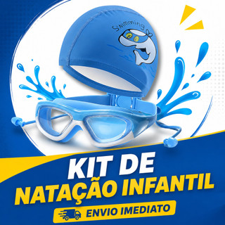 Conjunto Óculos de Natação Infantil Antiembaçante + Touca Silicone – À Prova d’Água p/ Criança Kids