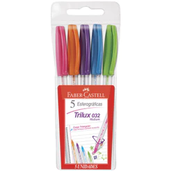 Caneta esferográfica 1.0 Trilux Colors 032/ESC/443270 com 5 unidades Faber-Castell