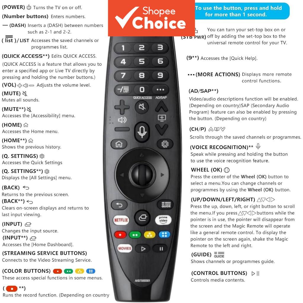  Controle Remoto Mágico de Voz para LG Smart TV AKB75855501 AN-MR20GA de Substituição com Ponteiro