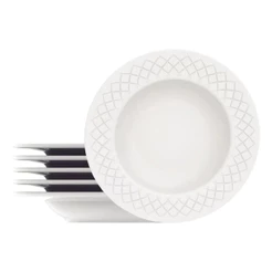 Jogo De Pratos Fundos Em Porcelana Com Relevo 6 Pçs Tramontina Ingrid - 23cm 6 Peças