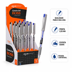 Caneta Gel Boss 0.55 Azul e Preta Caneta Esferografica Letra Mais Bonita