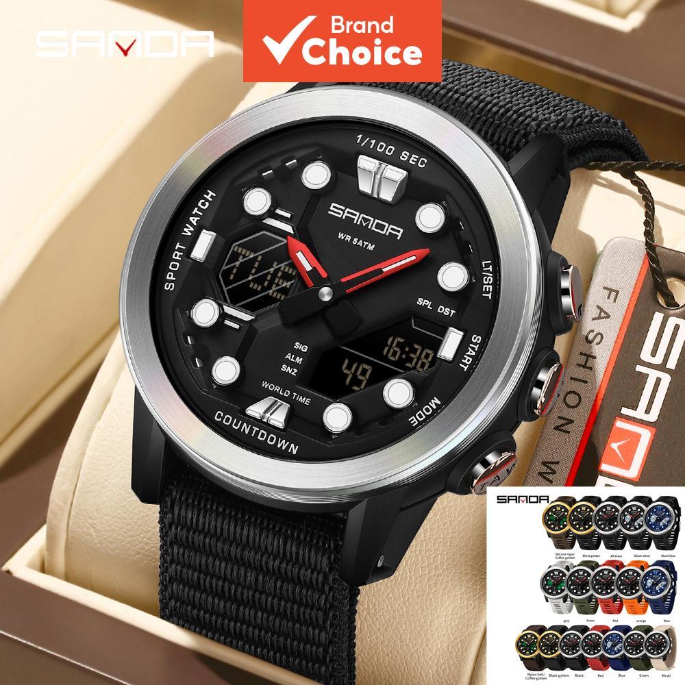 Relógio esportivo masculino SANDA, original, digital LED de quartzo, marca de luxo, cronômetro à prova d'água 3392