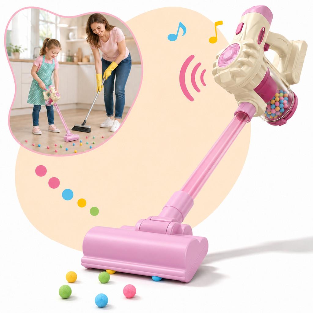 Aspirador De Pó Brinquedo Infantil Portátil Limpeza Casinha Som Acessórios Educativo Funciona de Verdade Kizumba