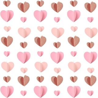 Guirlandas de Papel Rosa CNhoqc - 4 Peças de Decoração de Guirlanda de Papel em Forma de Coração 3D em Rosa Dourado, Fit
