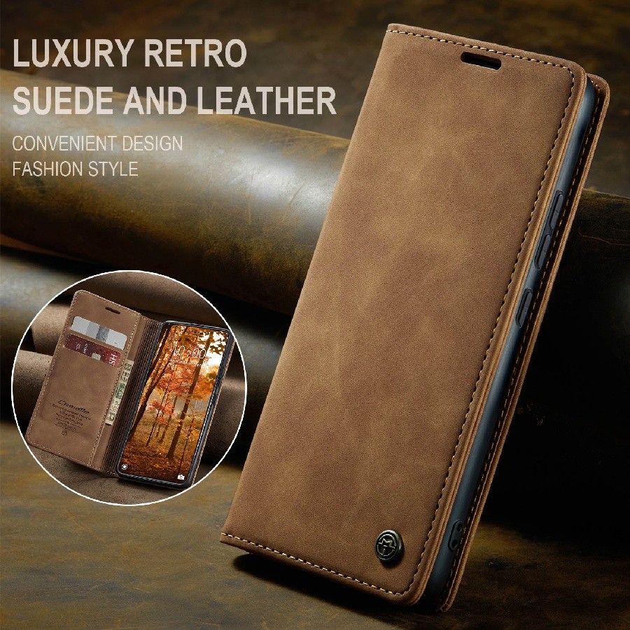 Capa Capinha Carregador Sem Fio Couro Carteira Para Xiaomi Poco X7 X6 X5 X3 M8 M