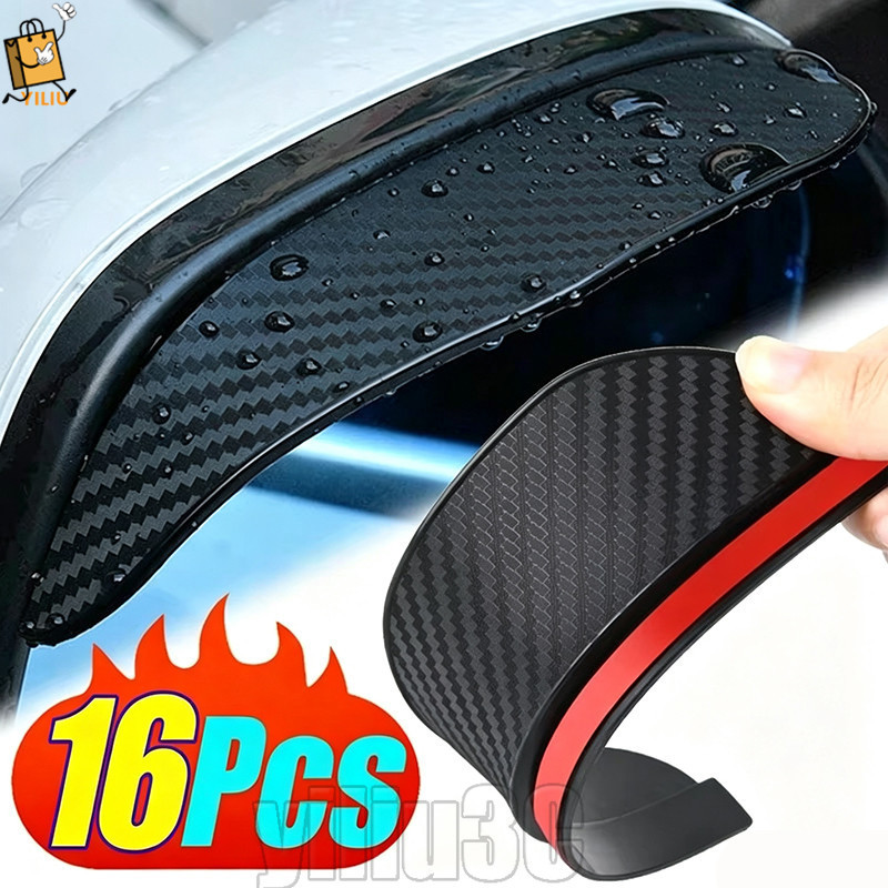 [Prim] 16-4 Unidades Espelho Retrovisor De Carro Chuva Sobrancelha-Protetor Automático-Acessórios Para De Automóvel-Fibr