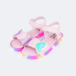 Sandália de Led Infantil Menina Sereia com Glitter Pampili
