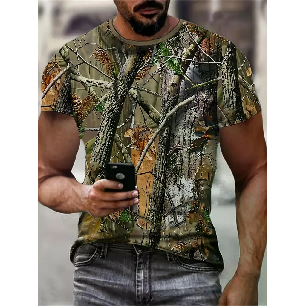 Verão Masculino Tático Camo Camuflagem Impressão 3d Camiseta Masculina Moda Manga Curta Crianças Topos Roupas Masculinas