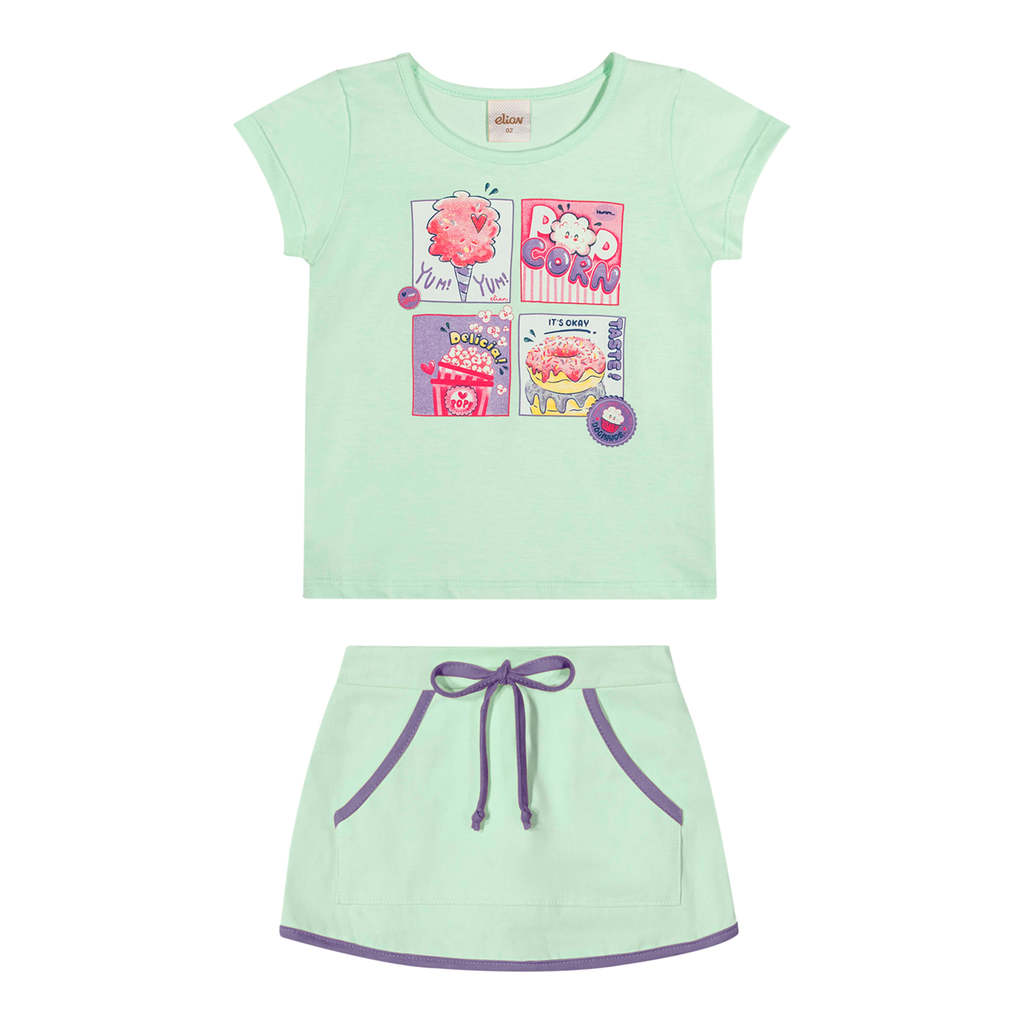 Conjunto Infantil Menina Docinhos Elian Verde