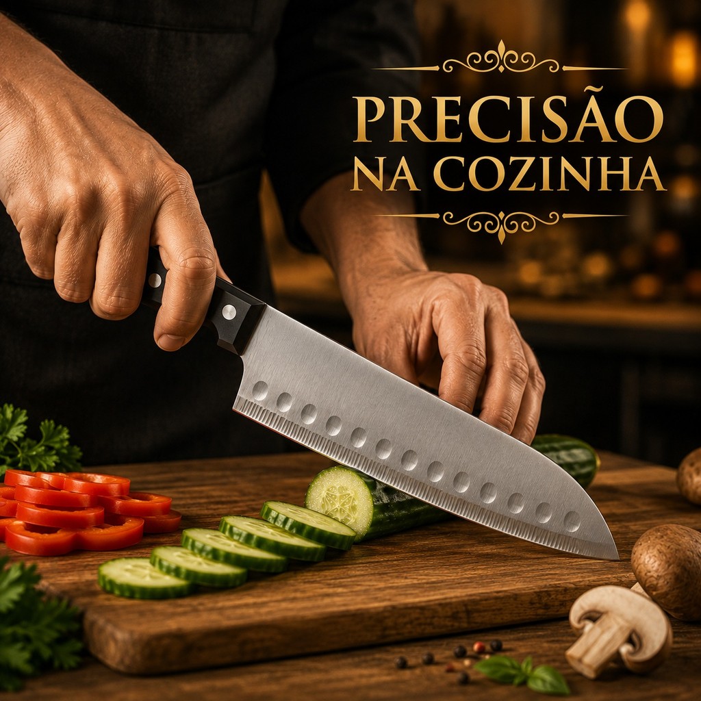 Faca de Cozinha Santoku Aço Forjado Masterchef Quotidien Inox 7"