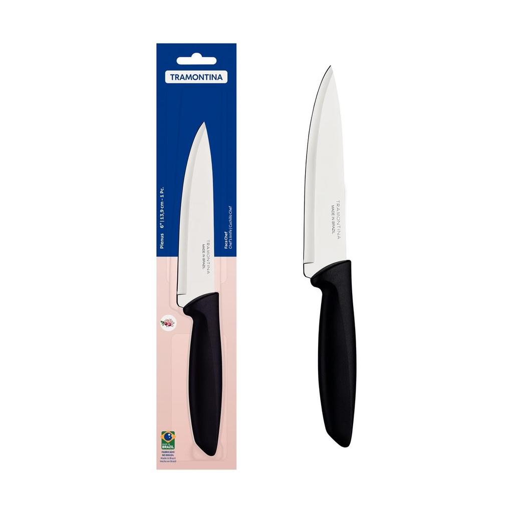 Faca Chef Tramontina Plenus 6 Polegadas Aço Inox Preto