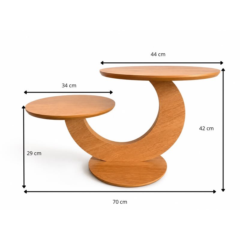 Mesa de Centro Moderna com Dois Tampos Redondos Design Elegante — imagem 2 de 2