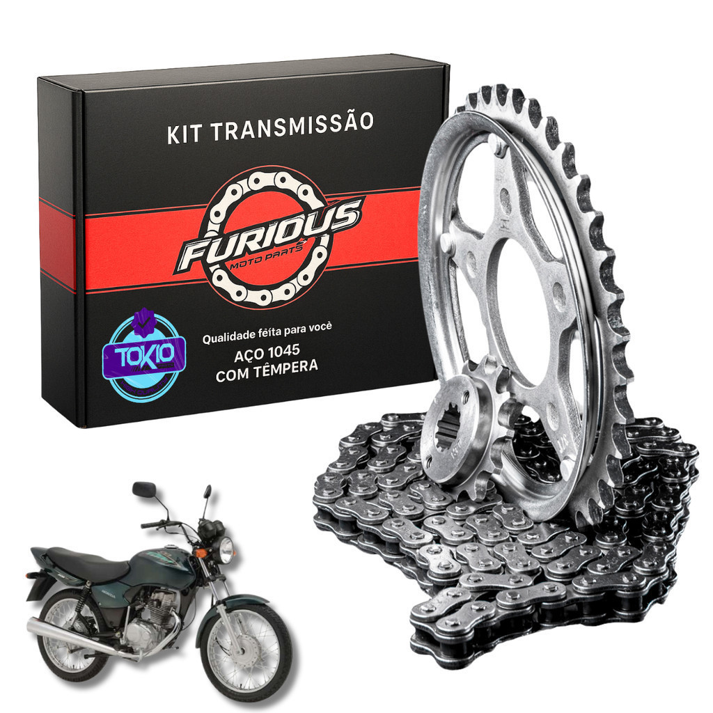KIT RELAÇÃO CG 125 2000 A 2008 TITAN TRANSMISSÃO FAN