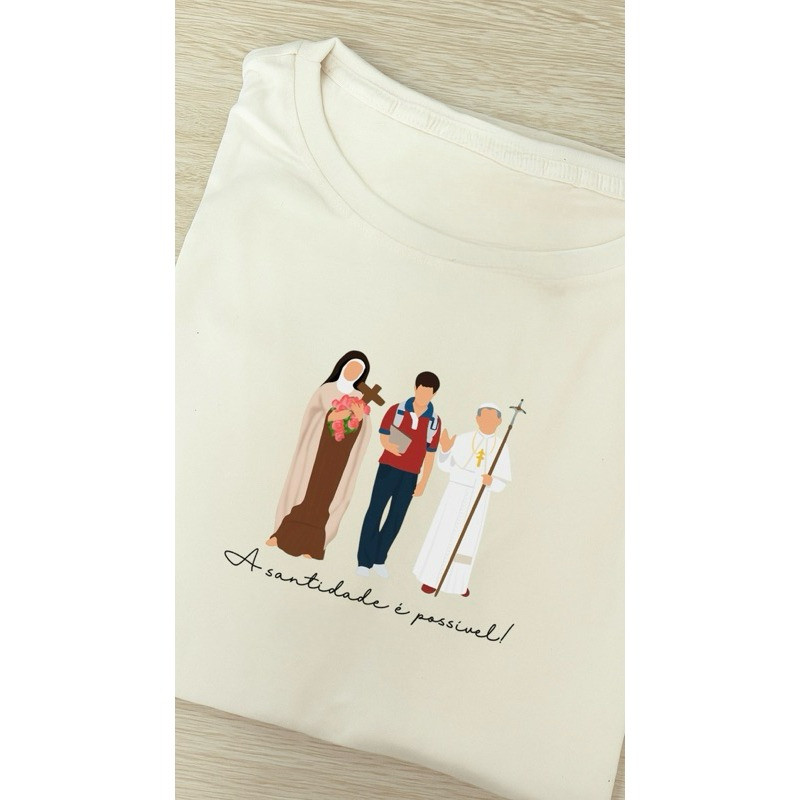 Camiseta Santos Católicos Unissex Religiosa Cristã Estampada 100% Algodão Gola Redonda T-Shirt Masculina Feminina