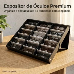 Maleta Organizadora Expositora para 18 Óculos de Sol e Armações