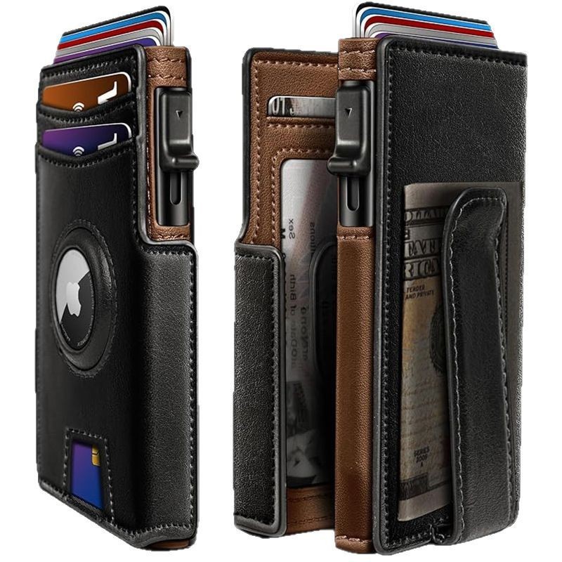 Cross-Border Ultra-fino magnético Flip carteira masculina Airtag contraste cor m