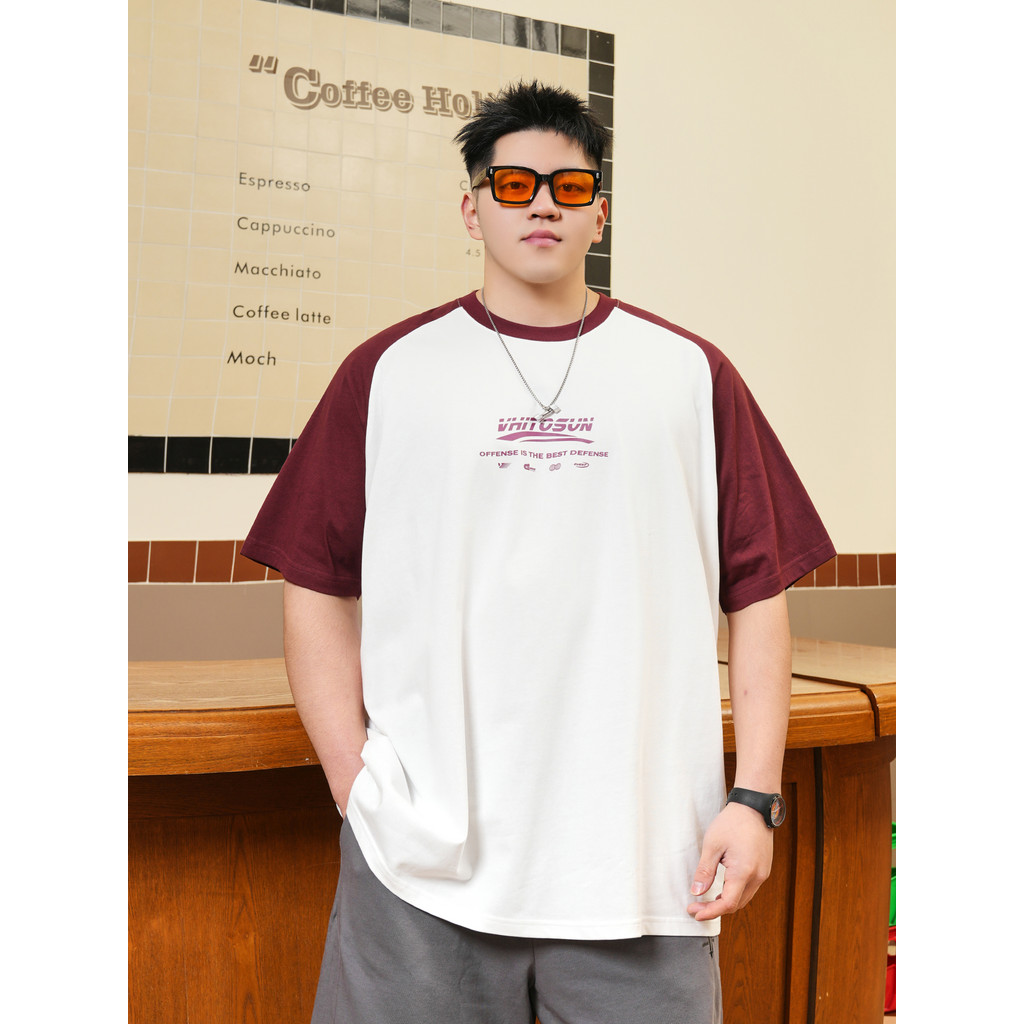 THE PANG Street wear Plus Size masculino wear verão gordo contraste cor manga Raglan camiseta de manga curta masculina s