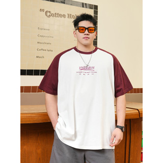THE PANG Street wear Plus Size masculino wear verão gordo contraste cor manga Raglan camiseta de manga curta masculina s