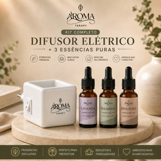 Kit Aromatizador Elétrico +  Essências Aromaterapy Original - Difusor Elétrico de Aromas Premium