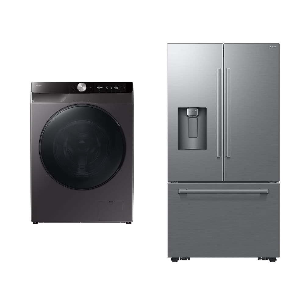 Lava e seca Samsung WD13 Inox 127 + Geladeira Samsung French Door RF70H 664L 127