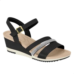 Sandália Modare Ultraconforto Anabela Tira Strass Original