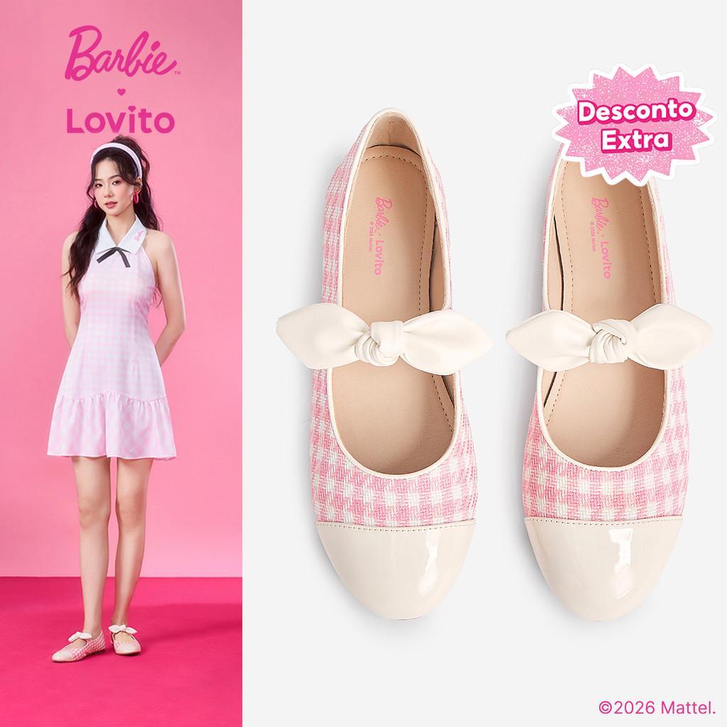 Barbie™ X Lovito Sapatilhas De Ballet Elegantes Estilo Francês Confortáveis Para